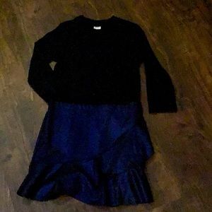 Black and Metallic Blue Girls Dress